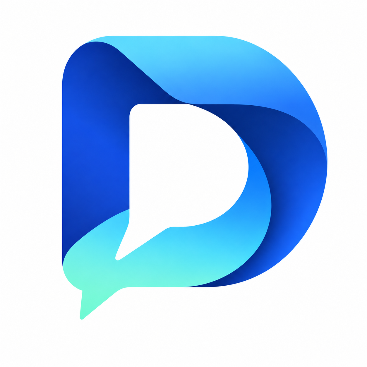 白底动讯 D 形渐变 Logo